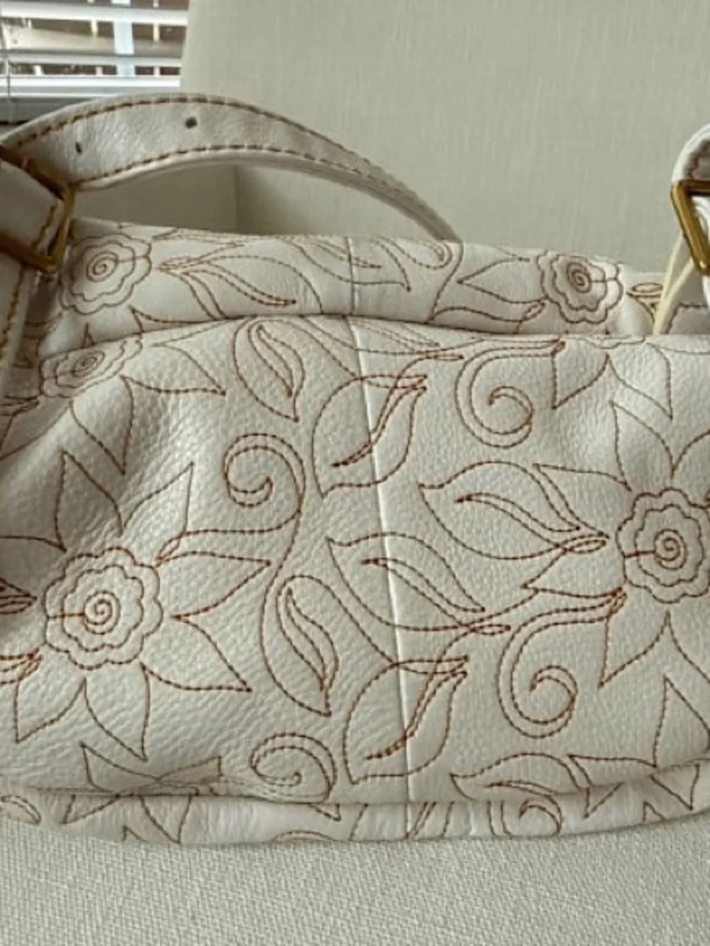 HOBO  River Cream Floral-Embroidered Backpack with Gold Accents